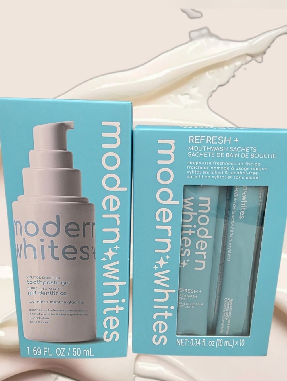 Modern Whites Travel Oral Care Set – Toothpaste Gel + Mouthwash Sachets (10ct)